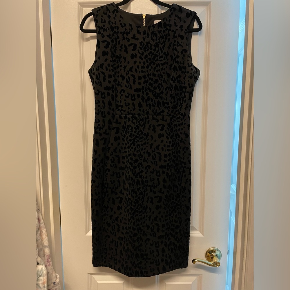 Calvin Klein Black velveteen animal print cocktail dress